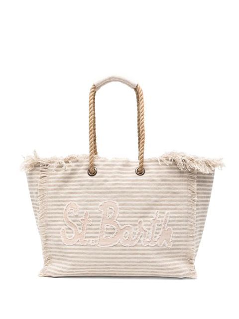 MC2 Saint Barth striped frayed-edge beach bag - Neutrals - zdjęcie produktu nr 1