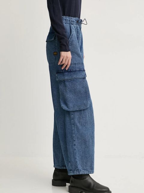 G-Star spodnie bawełniane kolor niebieski proste high waist D25321-D759