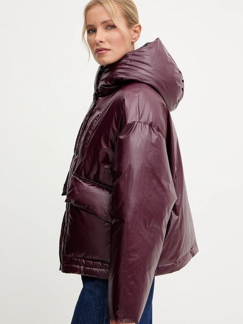 Patrizia Pepe kurtka kolor bordowy zimowa oversize 2O0183 A650