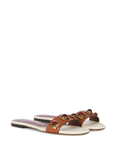ETRO studded leather slides - Brown - zdjęcie produktu nr 2