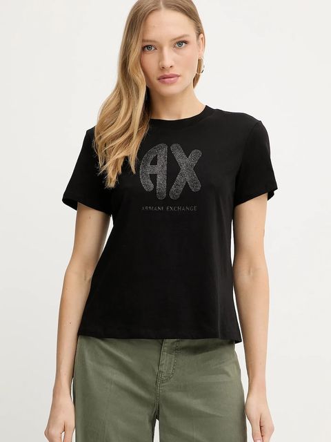 Armani Exchange t-shirt bawełniany damski kolor czarny XW000548 AF10359 - zdjęcie produktu nr 1