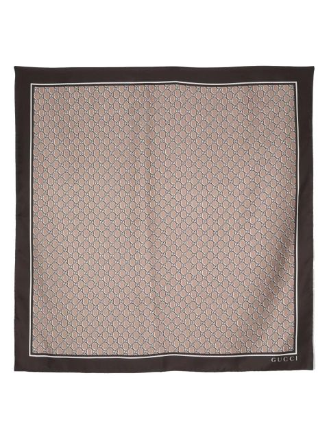 Gucci GG Shadow-print silk scarf - Brown
