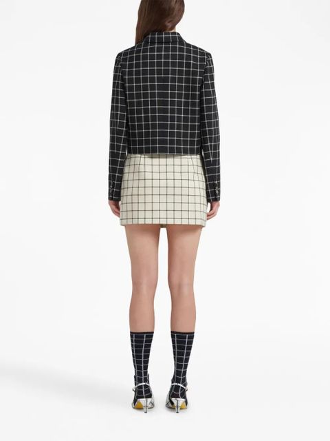 Marni checked wool miniskirt - White