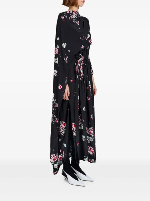 Proenza Schouler floral-print cape midi day dress - Black