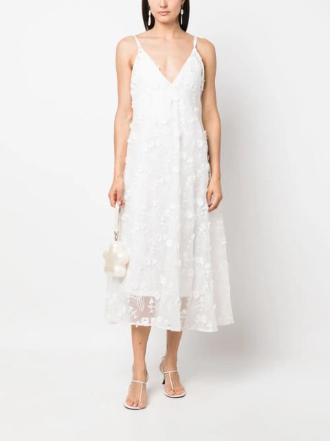 Agua By Agua Bendita floral-embroidered midi dress - White - zdjęcie produktu nr 2