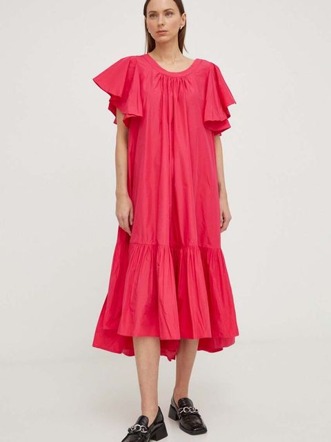 MMC STUDIO sukienka kolor różowy midi rozkloszowana