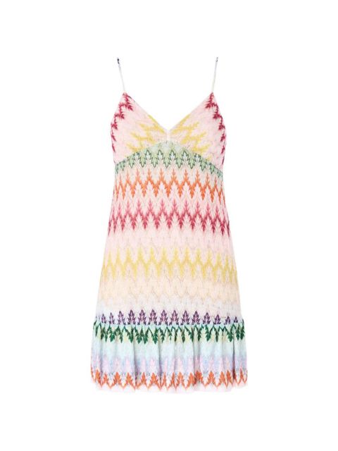 Missoni V-neck chevron-pattern mini dress - Neutrals - zdjęcie produktu nr 1