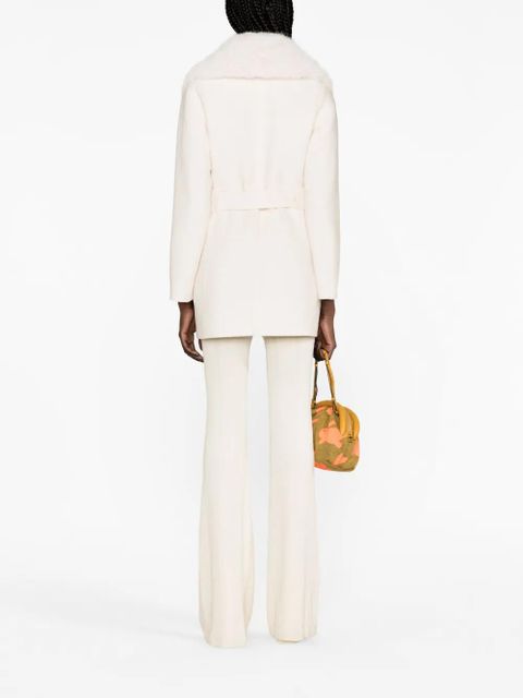 Maje belted faux-fur coat - White