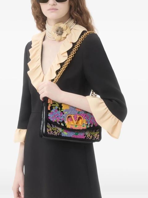 Valentino Garavani floral embroidered mini shoulder bag - Black - zdjęcie produktu nr 2