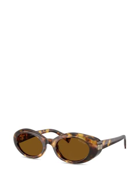 Miu Miu Eyewear logo oval-frame sunglasses - Brown - zdjęcie produktu nr 2