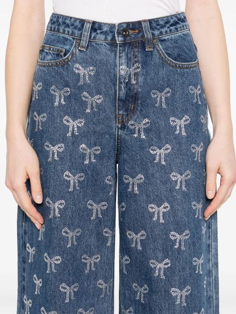 Self-Portrait Rhinestone Bow jeans - Blue