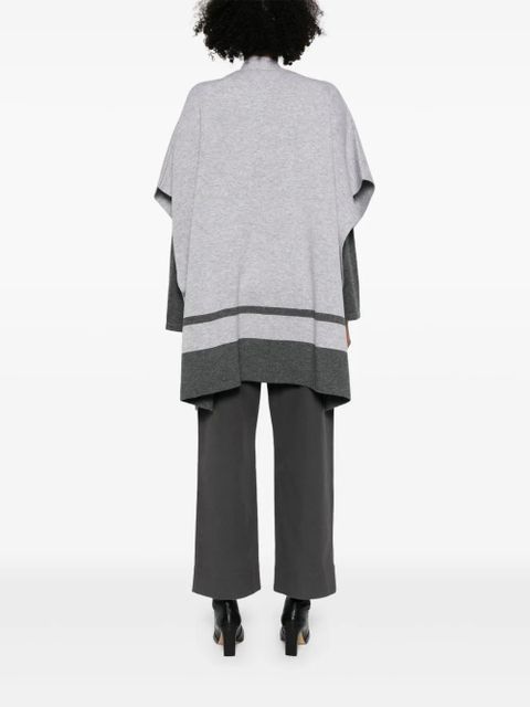 Max Mara stripe-detail V-neck cape - Grey