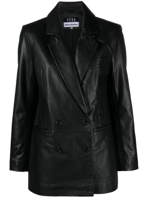 Reformation Veda Dalia leather blazer - Black - zdjęcie produktu nr 1