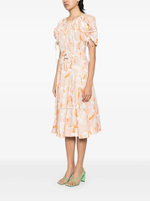 3.1 Phillip Lim abstract-print gathered-sleeves dress - Neutrals - zdjęcie produktu nr 2