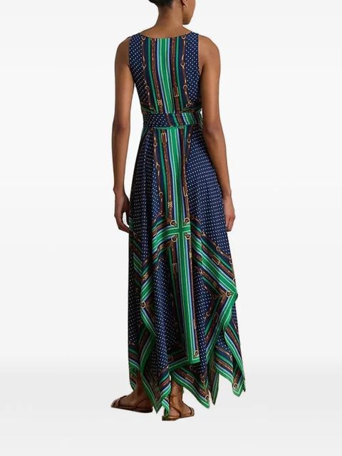 Lauren Ralph Lauren print V-neck asymmetric dress - Blue