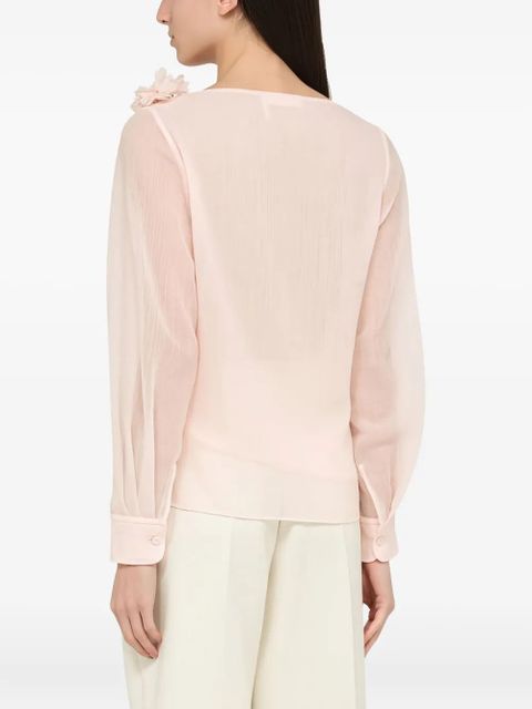 Chloé draped flower-embellished top - Pink