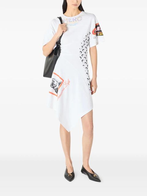 Marine Serre asymmetrical Regenerated jersey dress - White - zdjęcie produktu nr 2