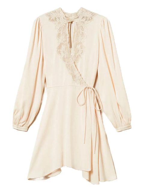 TWINSET lace-insert wrap dress - Neutrals - zdjęcie produktu nr 1