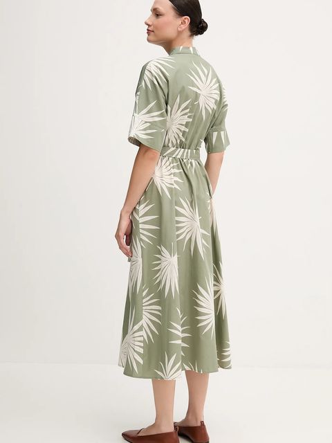 OUI sukienka bawełniana kolor zielony midi rozkloszowana 92864 - zdjęcie produktu nr 2