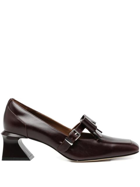 SHUSHU/TONG bow buckle leather pumps - Brown - zdjęcie produktu nr 1