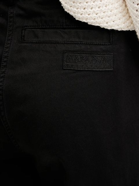 Napapijri spodnie bawełniane M-Selva damskie kolor czarny szerokie high waist NP0A4IL49411