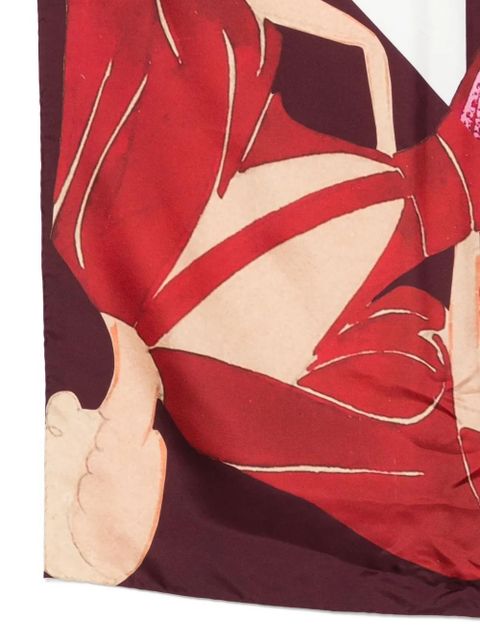 Lanvin illustration-print silk scarf - Red
