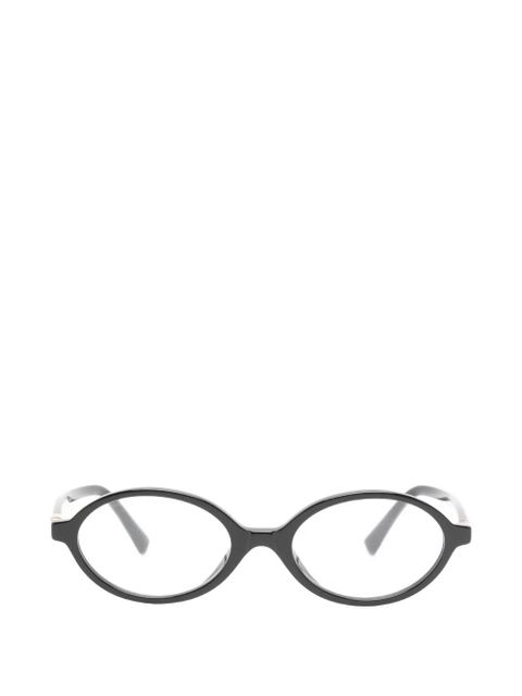 Miu Miu Eyewear logo-plaque oval-frame glasses - Black - zdjęcie produktu nr 1