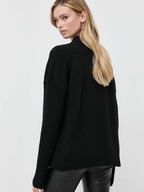 BOSS sweter wełniany damski kolor czarny