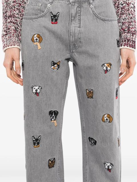 FARM Rio animal-embroidered jeans - Grey