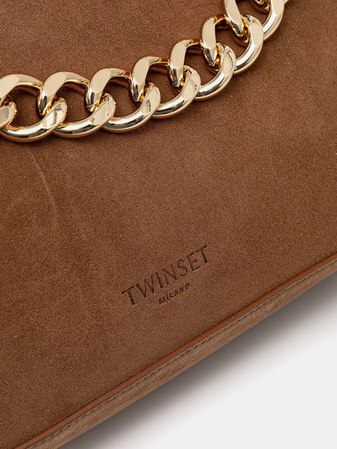 Twinset torebka zamszowa kolor brązowy 252TB7162