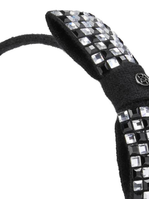 Maison Michel Mackenzie crystal-embellishment bow headband - Black - zdjęcie produktu nr 2