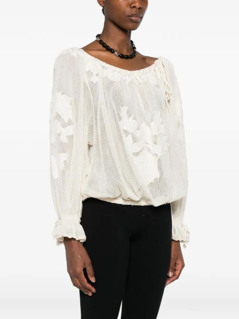 ISABEL MARANT floral appliqué blouse - Neutrals