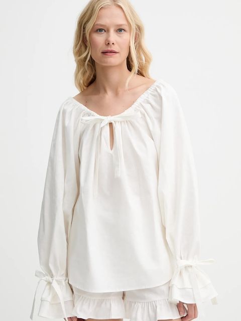 The Sleeper bluzka lniana damska kolor beżowy gładka CHBL06P009N - zdjęcie produktu nr 1