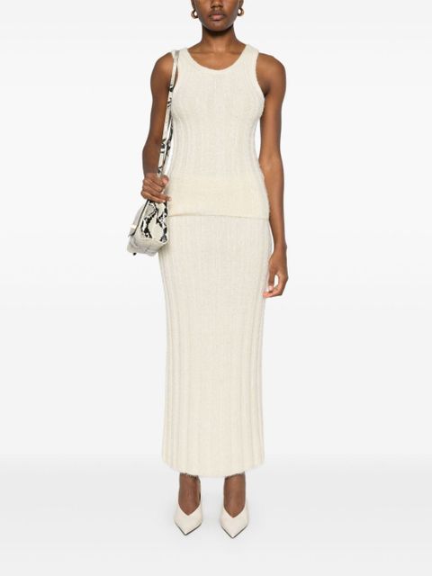 KHAITE Claire midi skirt - Neutrals
