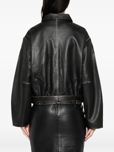St. Agni leather belted jacket - Black
