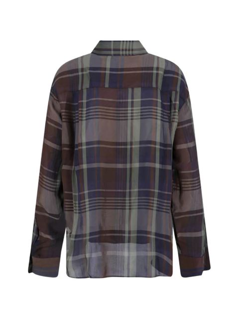 The Frankie Shop Peri sheer tartan shirt - Blue - zdjęcie produktu nr 2