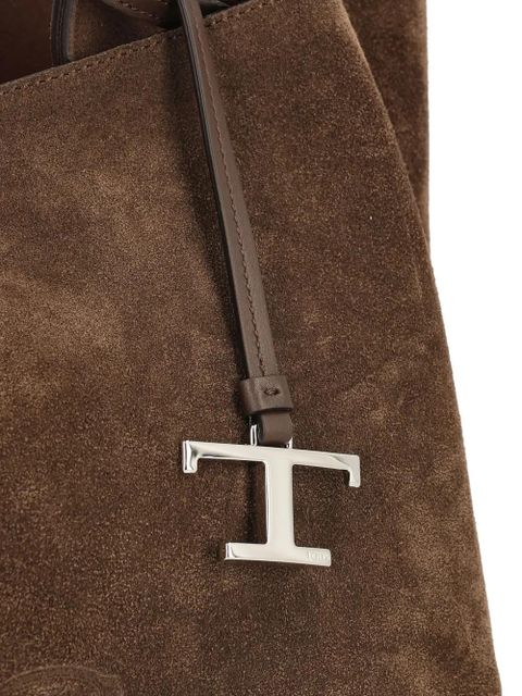 Tod's mini suede logo tote bag - Brown