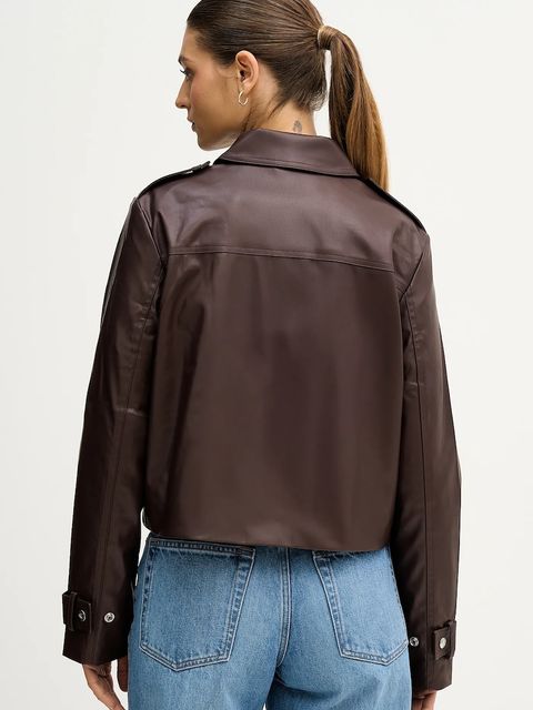 Calvin Klein Jeans kurtka kolor brązowy przejściowa LV047E501G