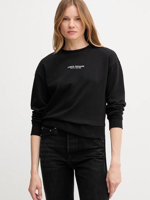 Armani Exchange bluza bawełniana damska kolor czarny z nadrukiem XW001451 AF10830 - zdjęcie produktu nr 1