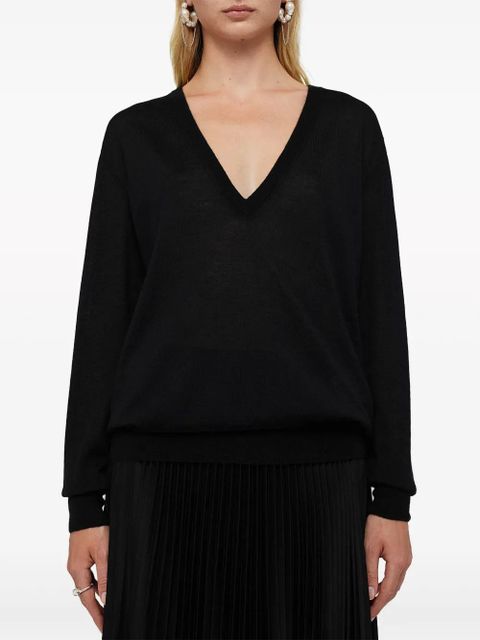 Jil Sander V-neck cashmere top - Black - zdjęcie produktu nr 2
