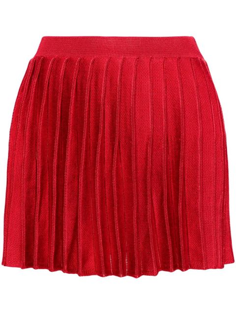 Self-Portrait pleated knitted mini skirt - Red - zdjęcie produktu nr 1