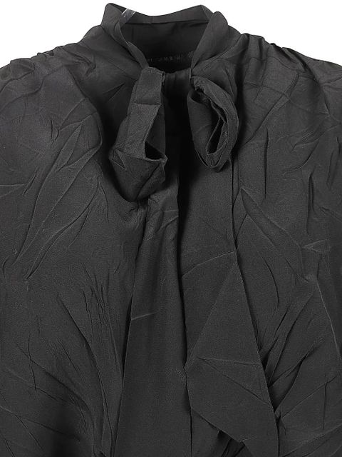 Balenciaga crinkled-effect scarf-collar midi dress - Black