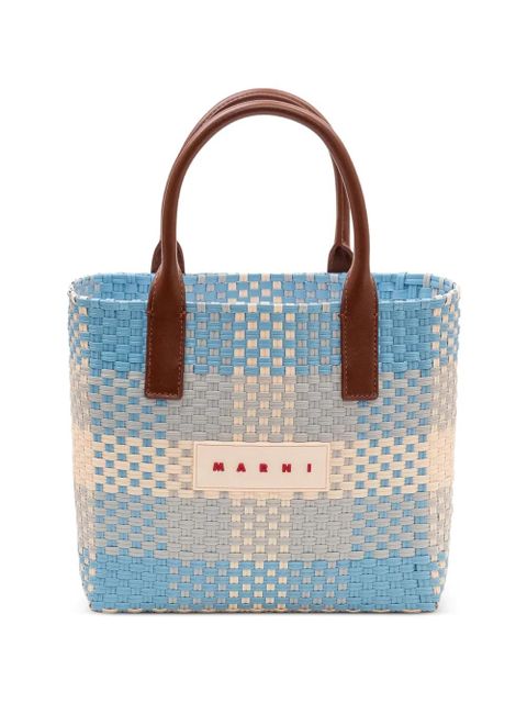 Marni check-pattern woven tote bag - Blue - zdjęcie produktu nr 1