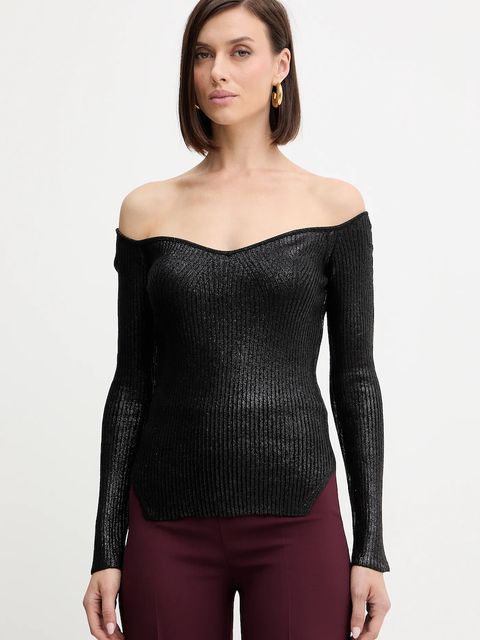 Simona Corsellini sweter damski kolor czarny lekki A25CPMGP0301 - zdjęcie produktu nr 1