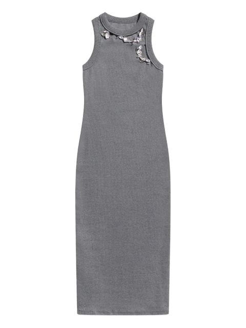 AREA crystal-embellished ribbed midi dress - Grey - zdjęcie produktu nr 1