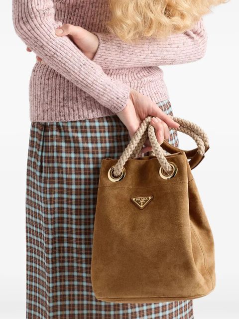Prada small Mariner suede bucket bag - Brown - zdjęcie produktu nr 2