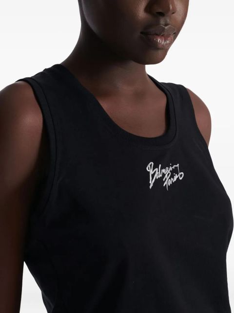 Balmain logo-print tank top - Black