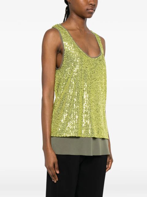 PINKO Canotta sequin-embellishment top - Green