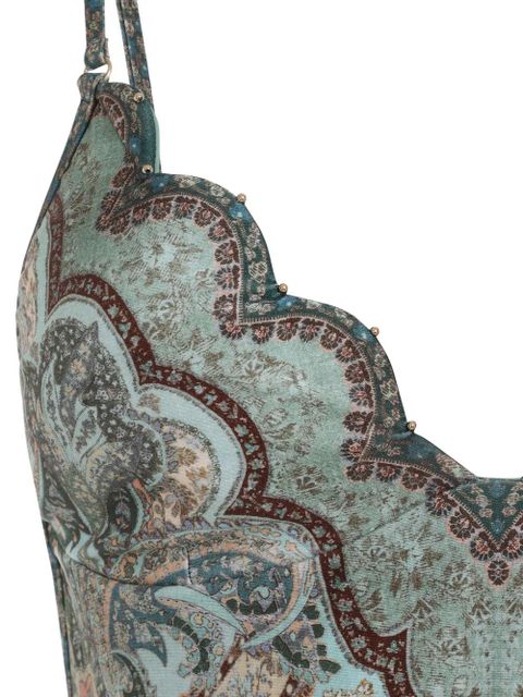 ZIMMERMANN Wanderlust scalloped paisley swimsuit - Green