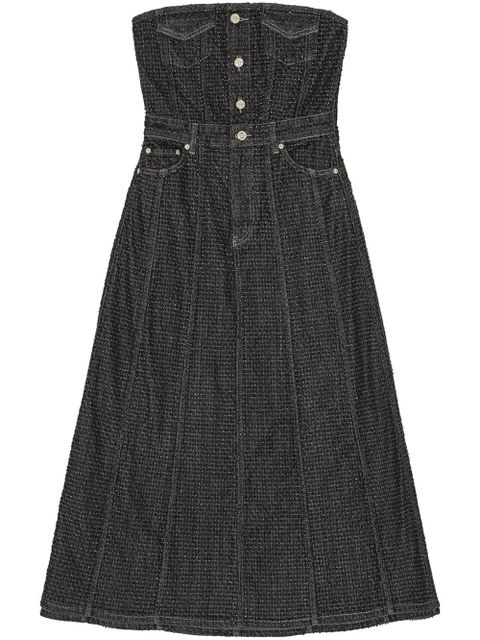 GANNI Fluffy denim midi dress - Black - zdjęcie produktu nr 1